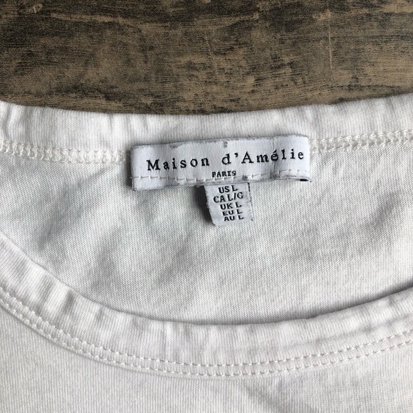 Madison d’Amelie Paris Womens Tee Shirt Short Sleeves White Drawstrings Y2K - Picture 2 of 6